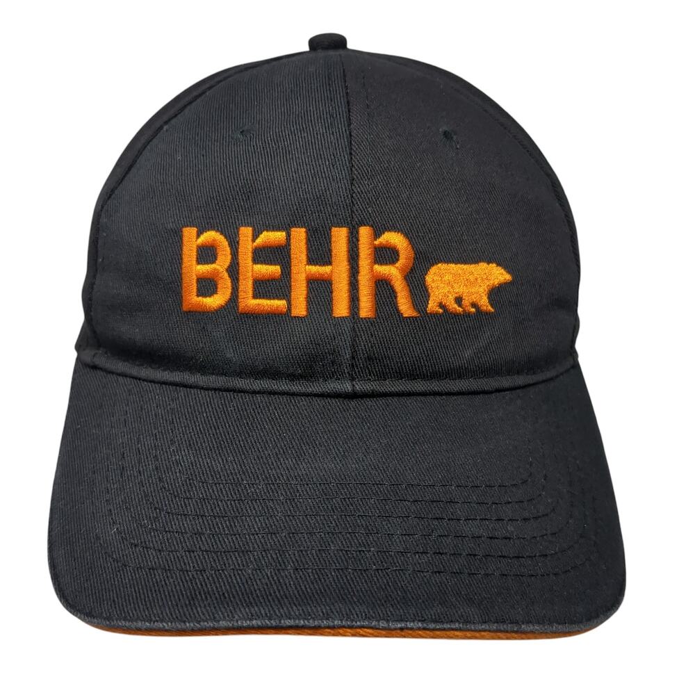 Behr Strapback Hat Black One Size Embroidered Spell Out Logo Adjustable